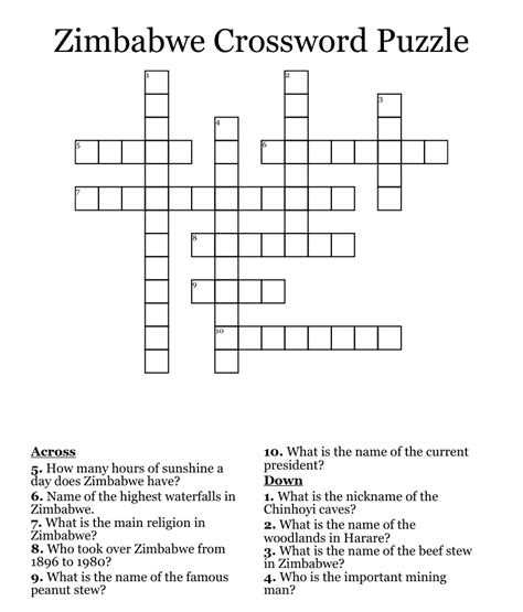 like zimbabwe crossword clue|zimbabwe among all countries alphabetically.